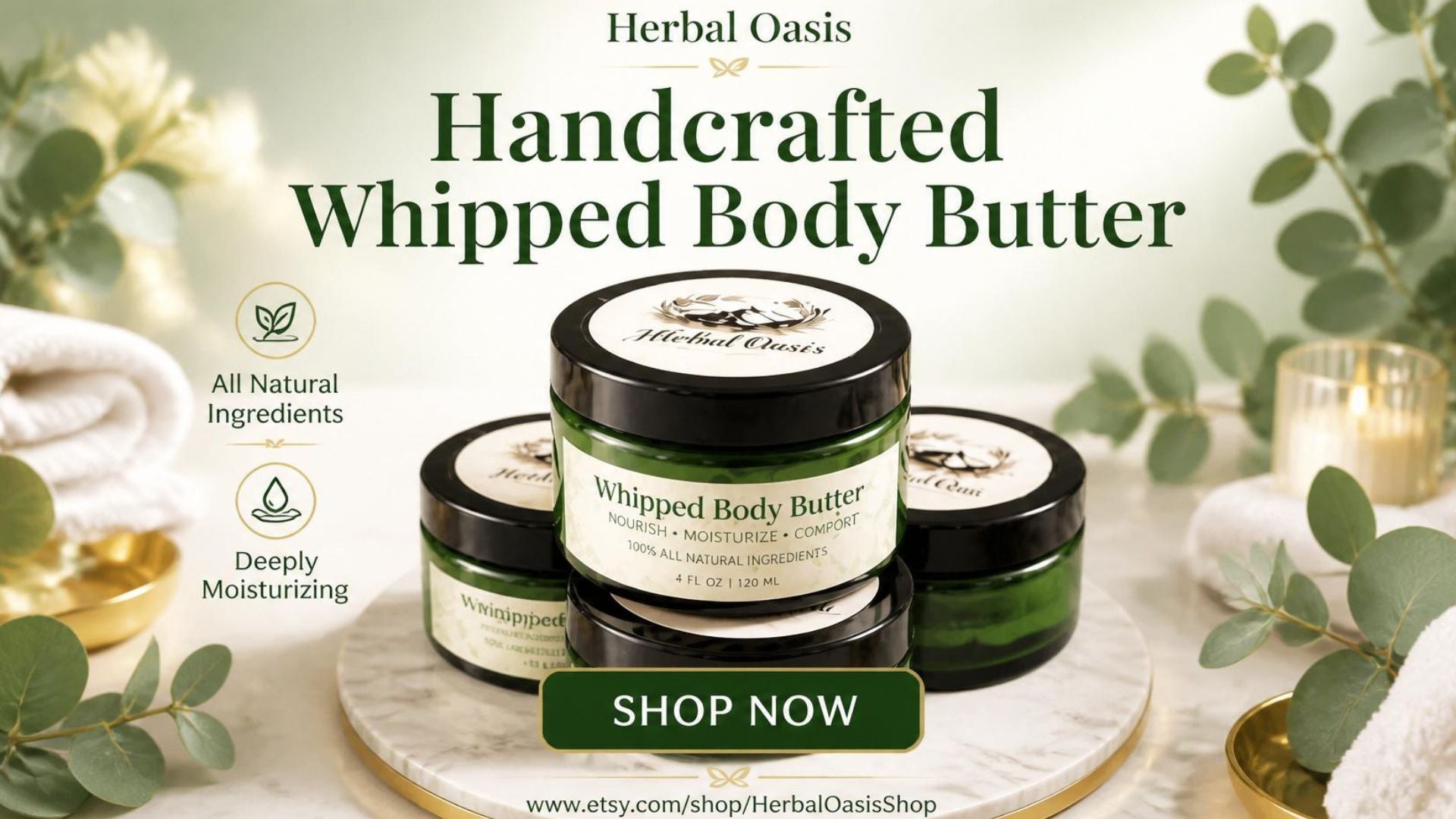Whipped Body Butter - Deep Moisture - Silky Soft Skin - Velvety, Non-Greasy Finish