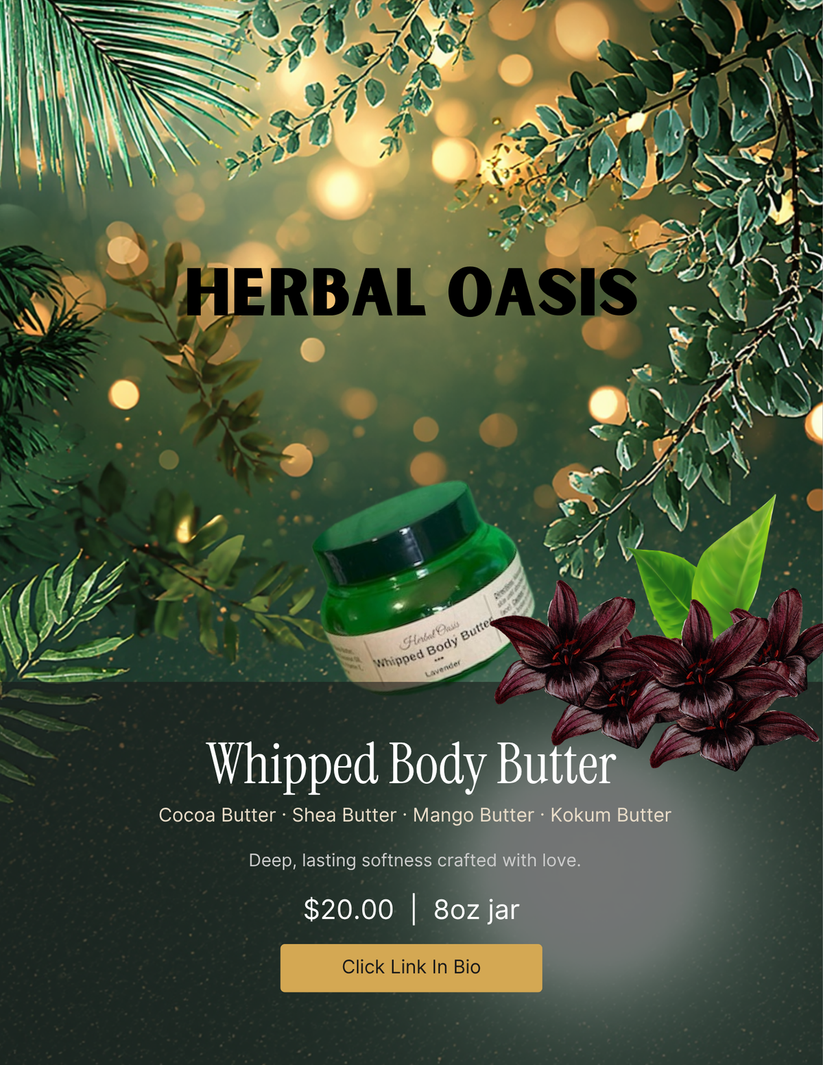 Whipped Body Butter - Deep Moisture - Silky Soft Skin - Velvety, Non-Greasy Finish